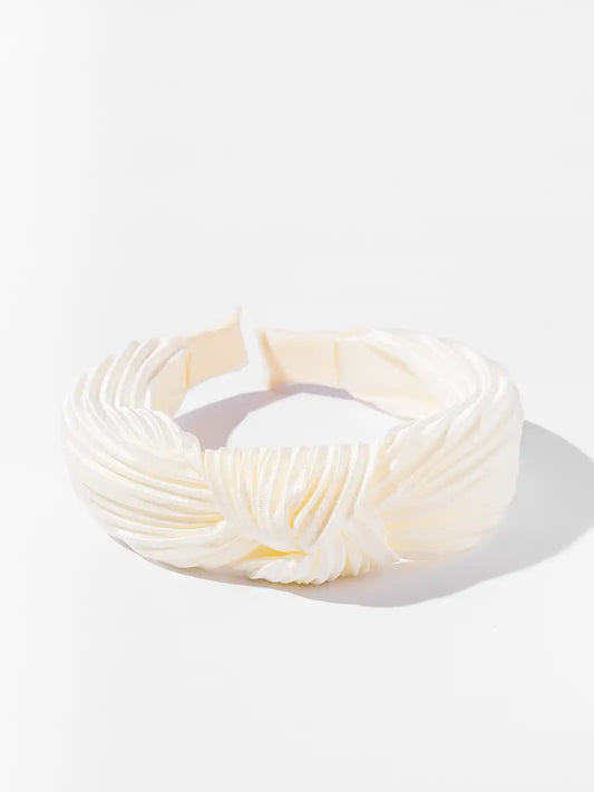 Pleated Twist Headband - Cream